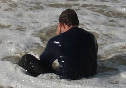 beach surf sit-up fully clothed